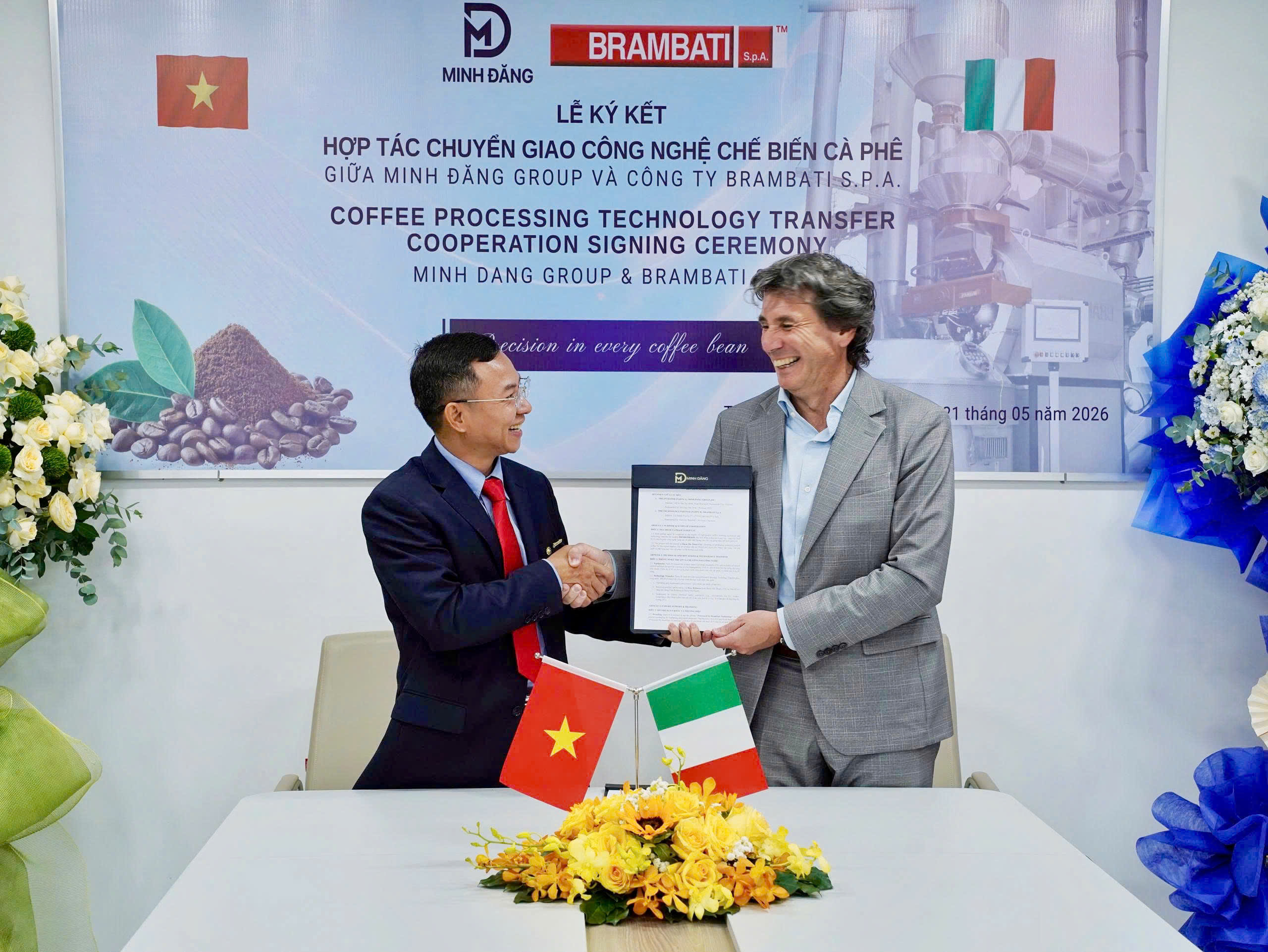Minh Đăng Group đầu tư 3,5 triệu EUR mua công nghệ Italy để chế biến cà phê